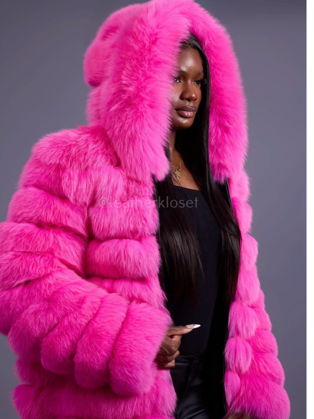 Hot Pink Faux Fur Coat